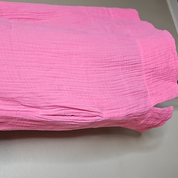 J. Crew Gauze Popover Short Sleeve‎ Pink Dress Medium - Picture 4 of 9